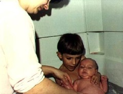Ruth Bennett McDougal Dorrough; Andy McDougal; Ben Dorrough; bath tub