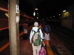 Ruth Bennett McDougal Dorrough; Katherine McDougal Wheeler McCandless; departing Amtrak Train in Toronto Canada