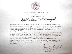Katherine (Kat) McDougal Wheeler McCandless; Awards alumin memorial scholars of Colgate University