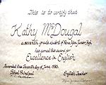Katherine (Kat) McDougal Wheeler McCandless; awards excellence in English