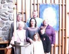 Ruth Bennett McDougal Dorrough; Kurt McCandless; Katherine McDougal McCandless; Chris Wheeler; Ellery Kate Wheeler; Jacob Wheeler; Charlie, Whitney Wheeler; Ellery s baptism