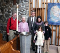 Dan Dorrough; Ruth Bennett McDougal Dorrough; Kurt McCandless; Katherine McDougal McCandless; Chris Wheeler; Ellery Kate Wheeler; Jacob Wheeler; Ellery s baptism