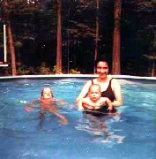 Katherine (Kat) McDougal Wheeler McCandless; Andy McDougal; Ruth Bennett McDougal Dorrough; swimming pool
