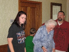 Amanda Clabaugh; Spencer Tate Clabaugh; Julia (Judy) Kish Dorrough; Earl Tackettt III; at the Der Dutchman restaurant for birthday party