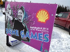 sign Fairbanks 2014; Arctic Winter Games; Dene Games; Mar 15-22