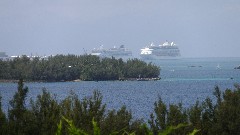 NCL Gem Cruise Ship from Railroad Trail; Bermuda,