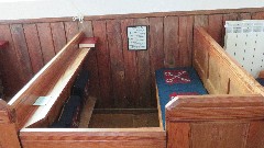 Channel Islands; Sark; Methodist Church
sign The Prisoner s Pew;