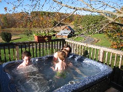 Ben Dorrough; Jacob Wheeler; Ellery Wheeler; Katherine (Kat) McDougal Wheeler McCandless; in the hot tub at Moose Lodge