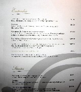 Menu at the Hotel San Francisco; Santiago; Chile