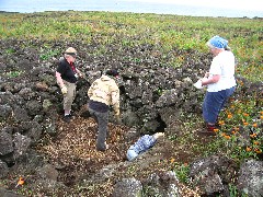 Sascha Lin; Gina; Ruth Bennett McDougal Dorrough; Joan Mulholland; Easter Island; Elder Hostel Service Work; Cave