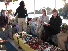Mary Shemitz; Djenane Batanouni; Patti Heien; Barbara Gottfried; Linda Hoffman; Trips; Egypt; Lunch Basma Outdoor Restaurant; Boat Ride from Basma Restaurant