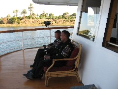Trips; Egypt; Nile River Boat Hator; security guards at work