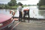 we cross the river on the ferry; Near Tiszovid Hungary where Julia Szechy (Szecsi) grew up