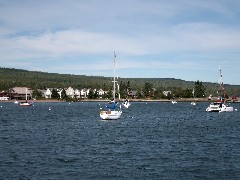 Minnesota; Grand Marais; Lighthouse; sail boats