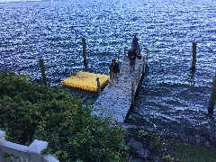 Katherine (Kat) McDougal Wheeler McCandless; Kurt McCandless; Ellery Wheeler; on the dock Airbnb in Alton, NH