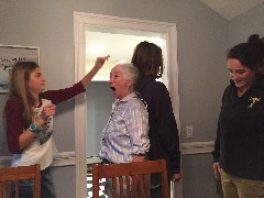 Ellery Kate Wheeler; Ruth Bennett McDougal Dorrough; Jacob Grant Wheeler; Katherine (Kat) McDougal Wheeler McCandless; comparing heights; Airbnb in Alton, NH