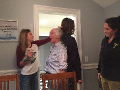 Ellery Kate Wheeler; Ruth Bennett McDougal Dorrough; Jacob Grant Wheeler; Katherine (Kat) McDougal Wheeler McCandless; comparing heights; Airbnb in Alton, NH