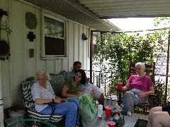 Julia (Judy) Kish Dorrough; Matthew, Amanda Clabaugh; Ruth Bennett McDougal Dorrough; family reunion