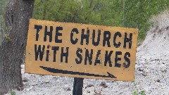 sign The Church with snakes; Turkey; Soganli Valley