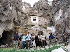Carl Smith; Carol Smith; Pat Rehberg; Al Levit; Ruth Bennett McDougal Dorrough; Dan Dorrough; Barbara Slotnik; Celia Wilson; Pat Macholl; Bill Cotner; Church of Karabas Soganli Valley Nevsehir, Turkey; Group Photos