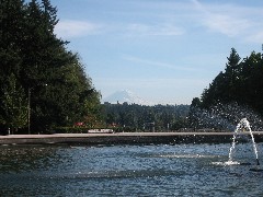 fountain at Washington State Univeristy; Mount Ranier; Seattle