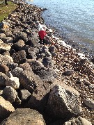 Ruth Bennett McDougal Dorrough; Cairns on the shore; Canandaigua Lake