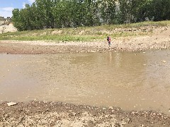 Ruth Bennett McDougal Dorrough; river crossing; Maah Daah Hey Trail, ND