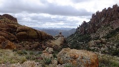 balancing rock; Sonoran Desert - Peralta Cave Loop Trail, AZ