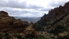 balancing rock; Sonoran Desert - Peralta Cave Loop Trail, AZ