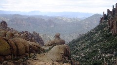 balancing rock; Sonoran Desert - Peralta Cave Loop Trail, AZ