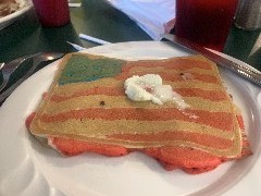 pancake flag for Memorial day; Laker s Restaurant Clayton, NY