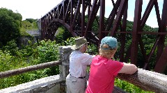 Ruth Bennett McDougal Dorrough; Lyn Jacobs; Letchworth State Park; railroad bridge