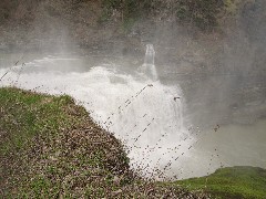 Waterfall near railroad bridge; north of Portageville