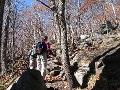 Ruth Bennett McDougal Dorrough; Katherine (Kat) McDougal Wheeler McCandless; At the start of the White Dot Trail Monadnock Mountain NH