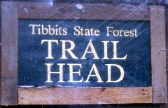 Tibbits State Forest sign