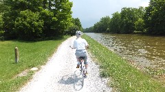 Ruth Bennet McDougal Dorrough McDougal Dorrough; biking the Erie Canal; Rochester; Ruth on the bike for the first time