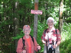 Lyn Jacobs; Ruth Bennett McDougal Dorrough; CT-03 Conservation Trail Hiking; at the connection between the Main Trail and the Conservation Trail