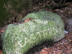 Great Eastern Trail sign; rock