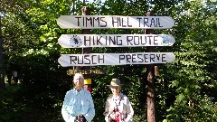 Judy Geisler; Ruth Bennett McDougal Dorrough; 
sign Timm s Hill Trail; Rusch Preserve