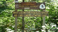 IAT; 
sign Wood Lake Segment
Shay Locomotive Railroad Grade
Rib Lake Lumber Company