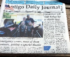 Newspaper article Govenor will visit today for a storm tour