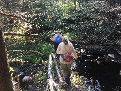 Ruth Bennett McDougal Dorrough; Judy Geisler; crossing the stream;