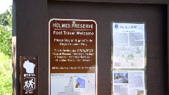 sign Holmes Preserve; IAT; Table Bluff Segment, WI