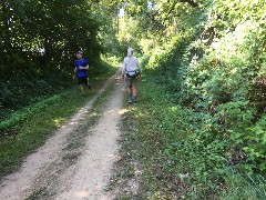 Judy Geisler; foot race; runner; IAT; Badger State Trail, WI