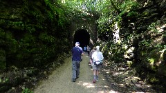 Bob Geisler; Judy Geisler; IAT; tunnel; Badger State Trail, WI