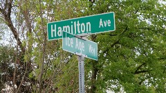 signs IAT; Hamilton Ave & Riverside Park, WI