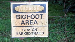 sign Bigfoot Area; Stay on Marked Trails