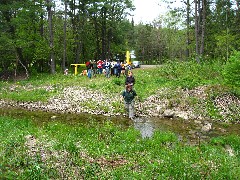 Patty Millard crossing Bear Creek