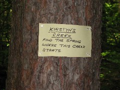 Cortland County Hike Series; Sign Kirstyns Creek