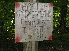 Cortland County Hike Series; sign No Trespassing